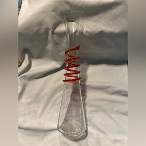 MCM vase w/ applied cadmium glass rigaree serpent fluoresces w/ black light